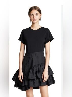 Phillip Lim Black Flamenconsress Ruffled Short Sleeve Mini Dress